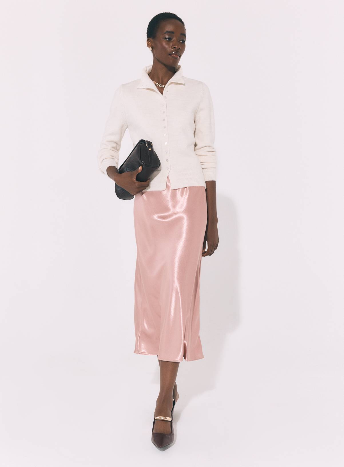 Pink Heavy Satin Midi Slip Skirt 18 - Image 2